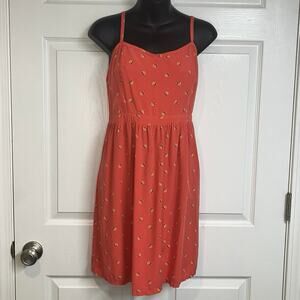 Old Navy Mini Dress Vintage Y2K Red Floral Print Spaghetti Strap Ruched Back M